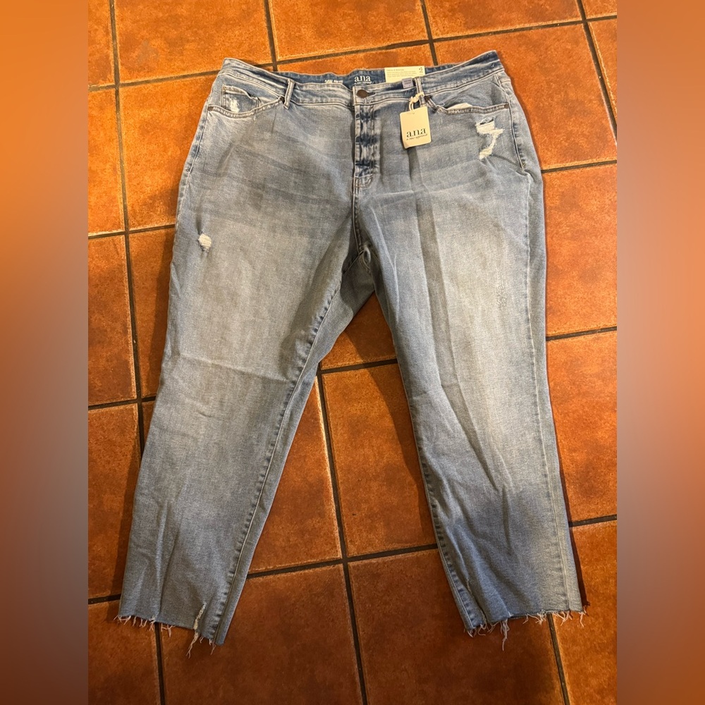 A.N.A Blue Boyfriend Jeans with Distressed Details